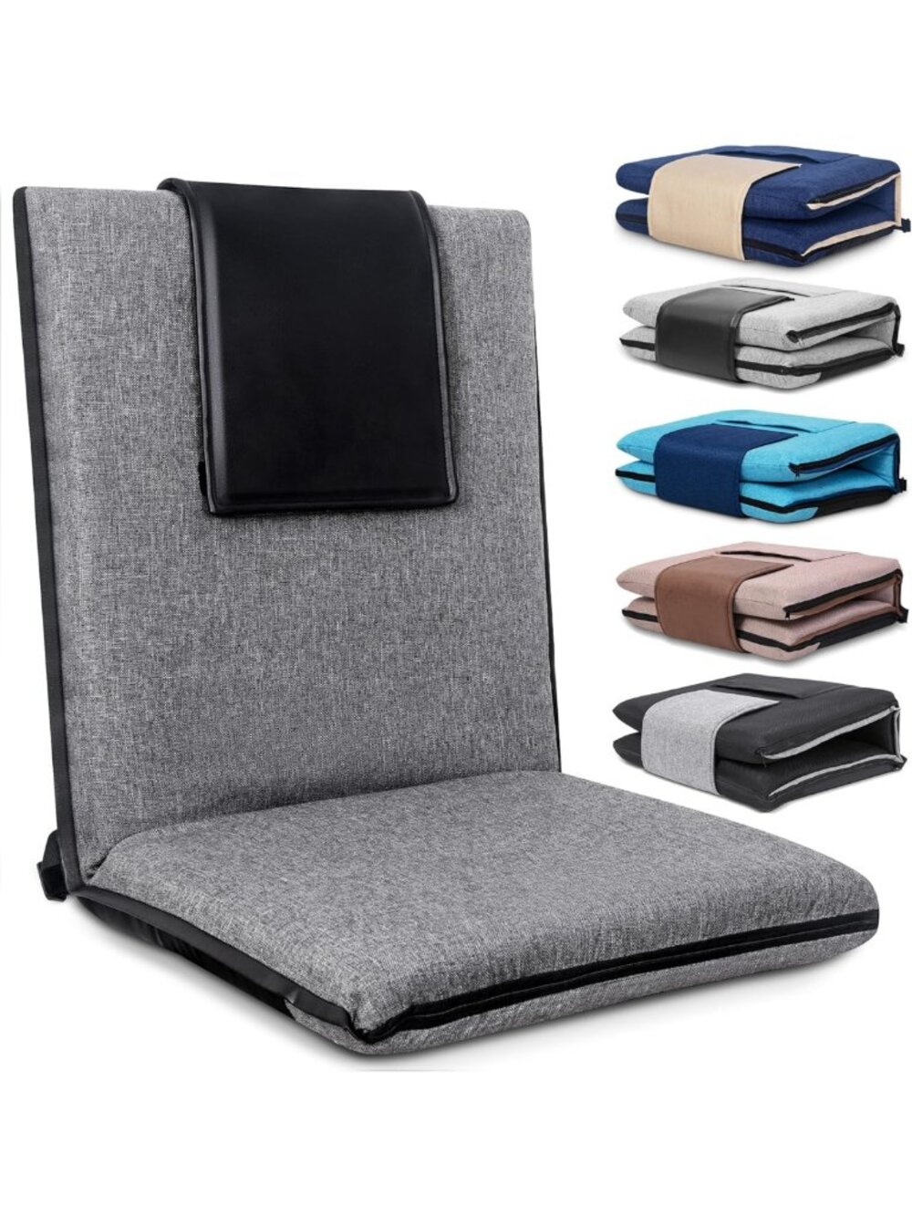 Adjustable Floor Chair with Back Support - 14 Positions, Portable & Foldable